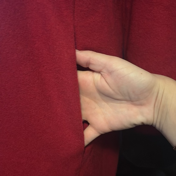 Donnybrook red and black 100% wool coat with genuine fur trim hood size 12 - Picture 6 of 11